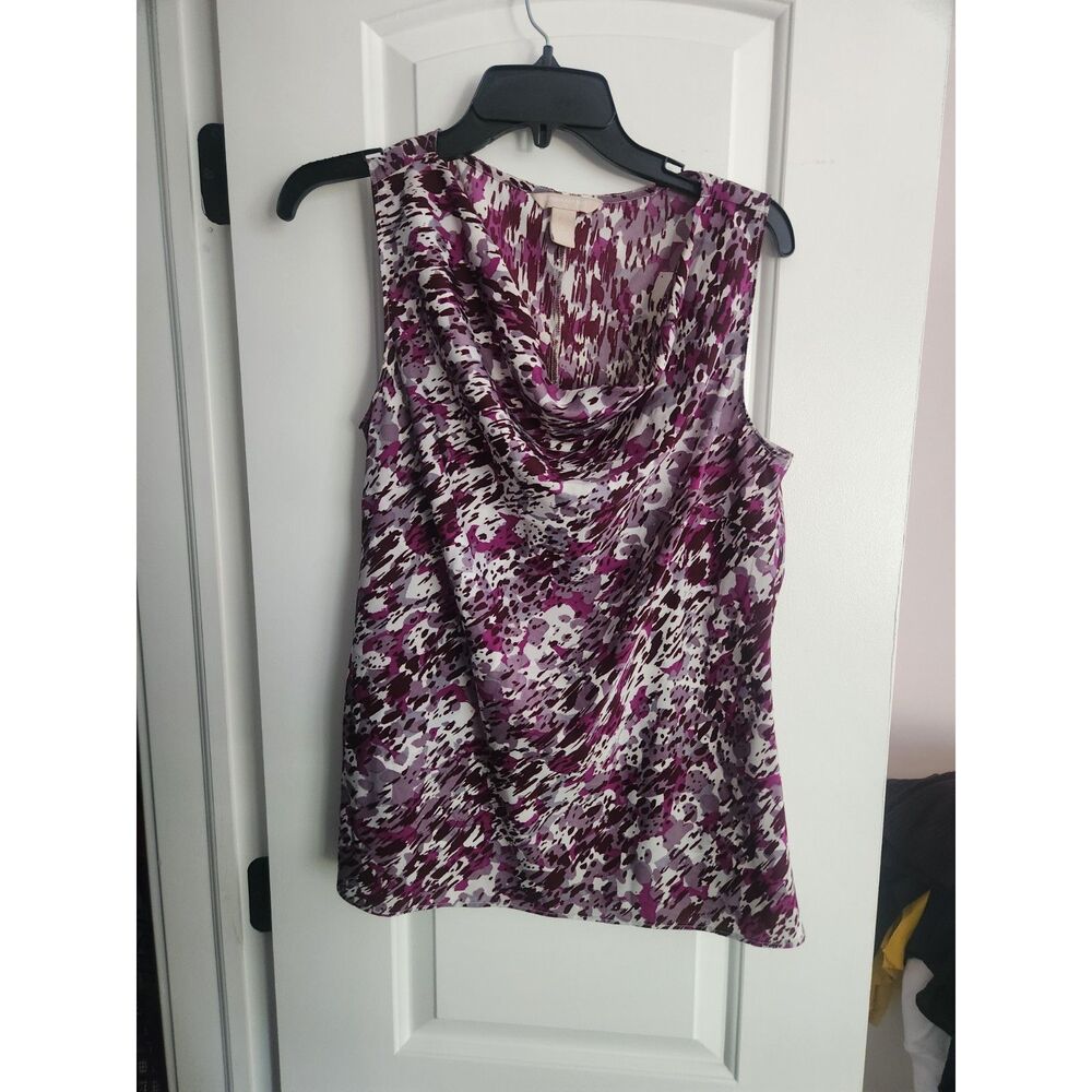 Banana Republic Purple Patterned Sleeveless Blouse Size Large